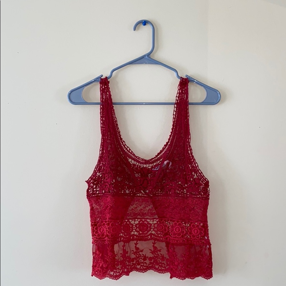 Lace open back tank